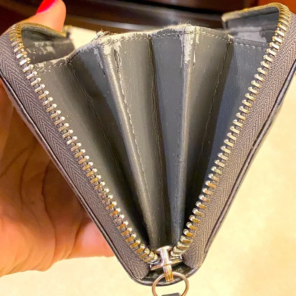COACH Grey Zip Around Accordion Wallet